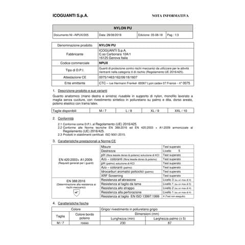 Guanti riusabili Icoguanti in nylon/poliuretano M grigi NPU/MEDIA